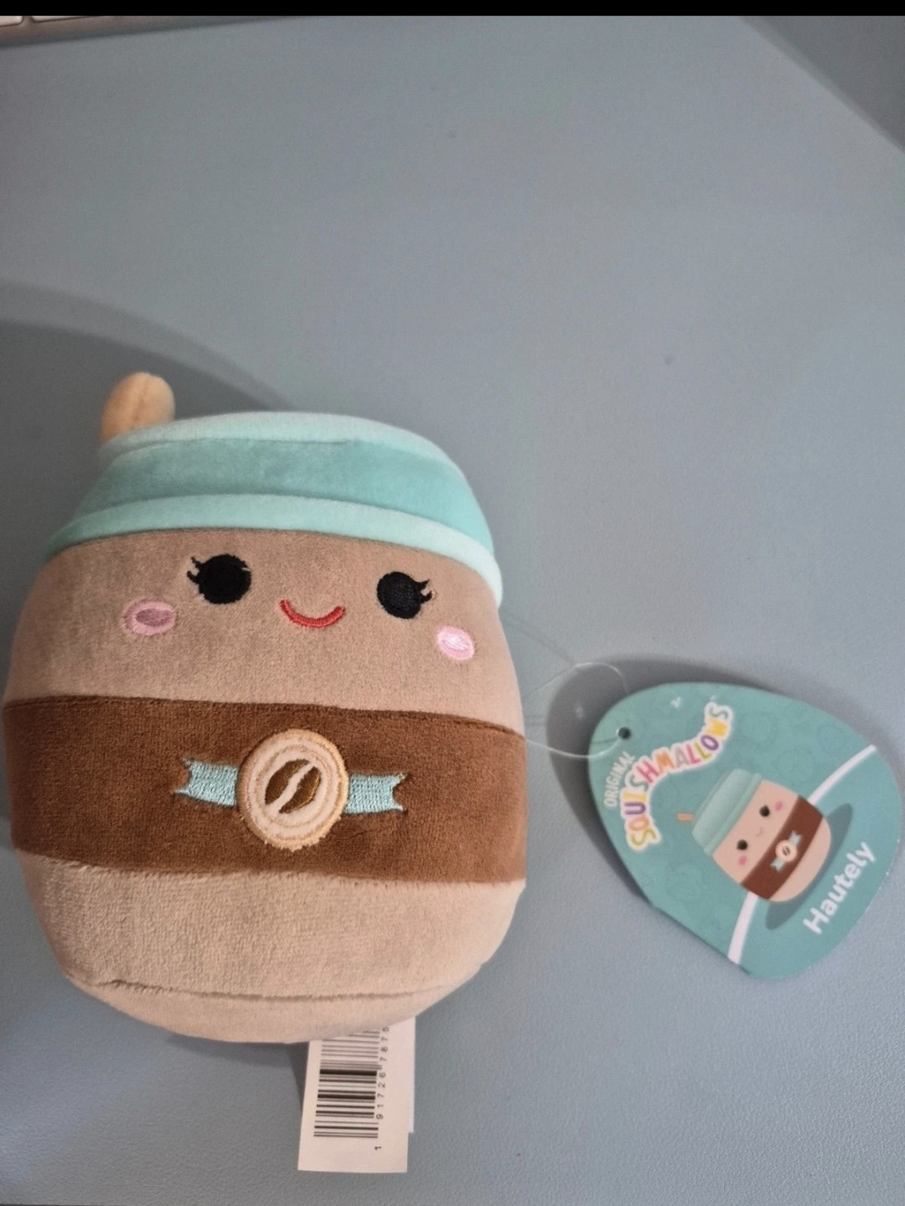 Squishmallows Hautely Plush Coffee Cup - Light Teal & Brown Straw